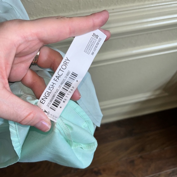 English Factory Lace Detail Mini Dress XS — Sage Poplin - Picture 11 of 15